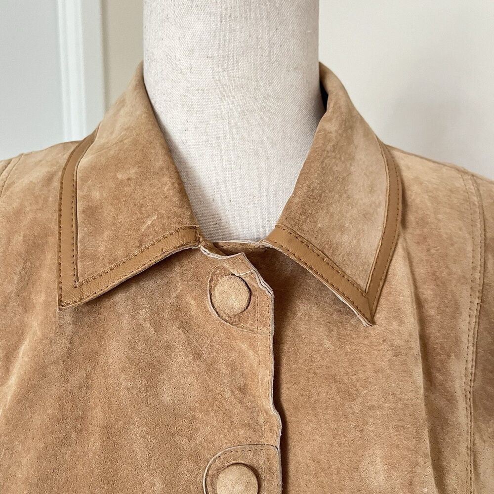 Liz Claiborne Y2K Jacket Womens Petite Size 14 Suede Leather Jacket - Picture 2 of 6